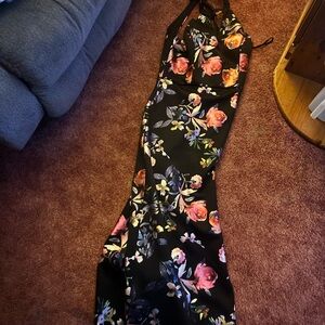 BCX Black Floral Maxi Dress | Size 13 | Formal Evening